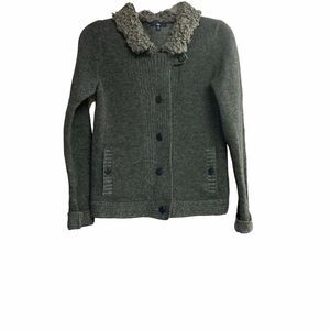 GAP 100% Wool Gray Button‎ Up Sweater Cardigan Shrug Size XS